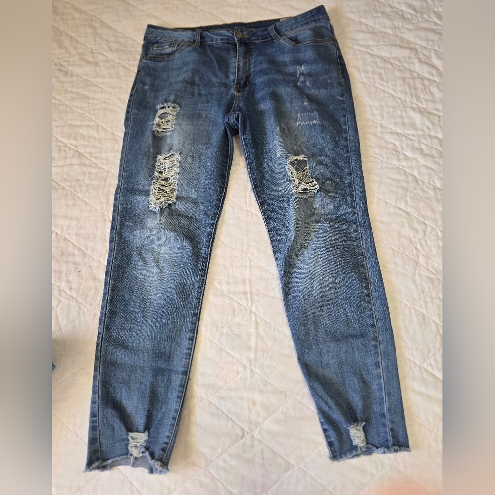 Urban Chic Distressed Ripped Skinny Jeans — Size 15